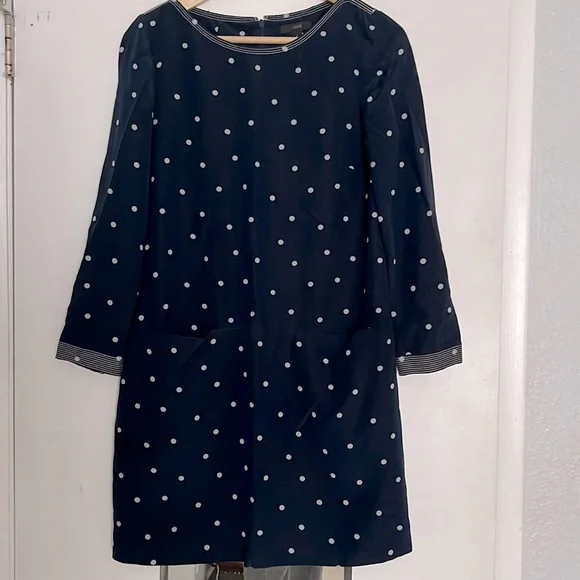 j crew polka dot silk dress J. Crew silk metallic polka dot rosette dress